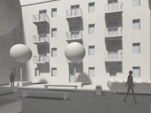 Vista ad altezza d'occhio — Cortile di un condominio