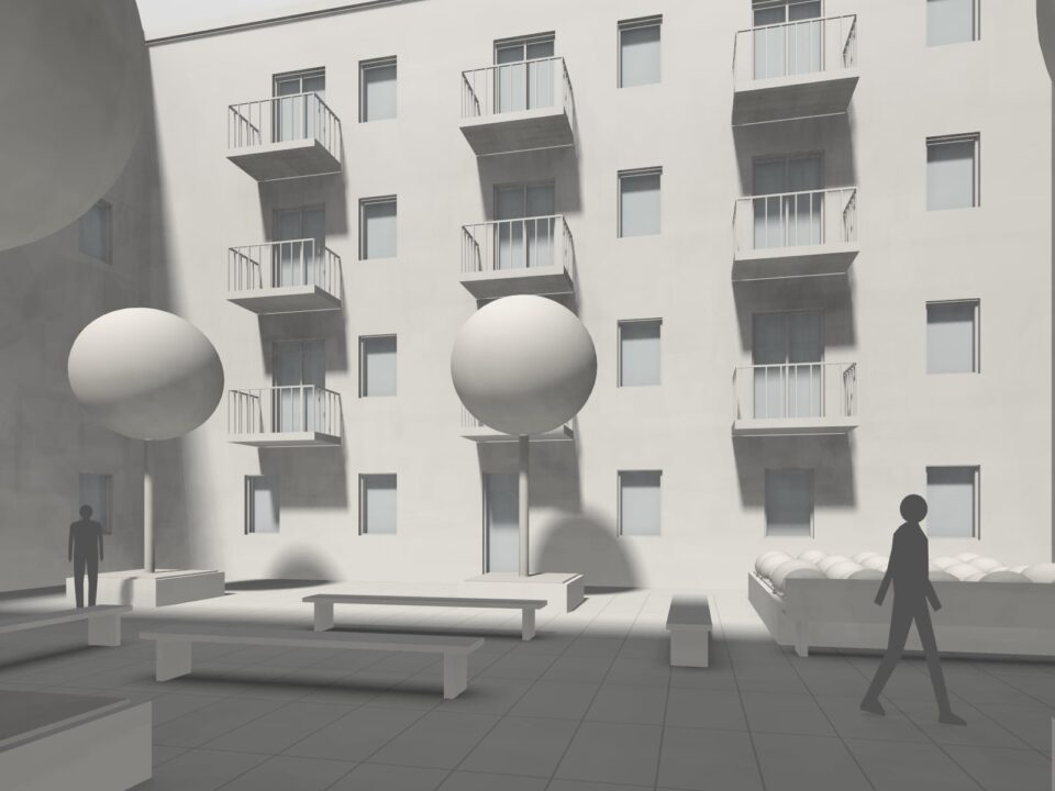 Vista ad altezza d'occhio — Cortile di un condominio